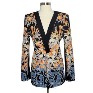 BCBGMaxAzria "Andres" Floral Tuxedo-Inspired Longline Blazer XXS